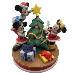 Disney Collection 1988 Tree Trimming Porcelain Figure Mickey Minnie Christmas